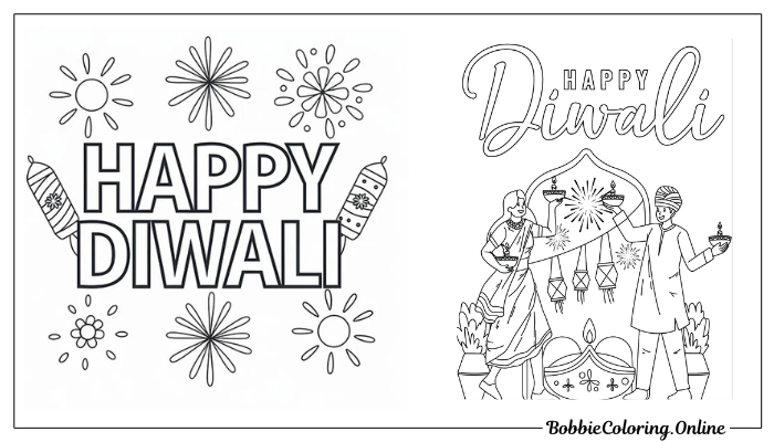 Printable Happy Diwali 2024 Free Colouring Pages PDF