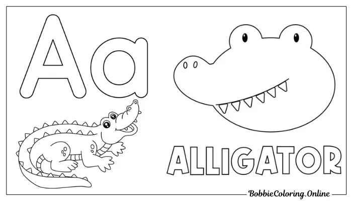 A is for Alligator Coloring Page for Kids (PDF)